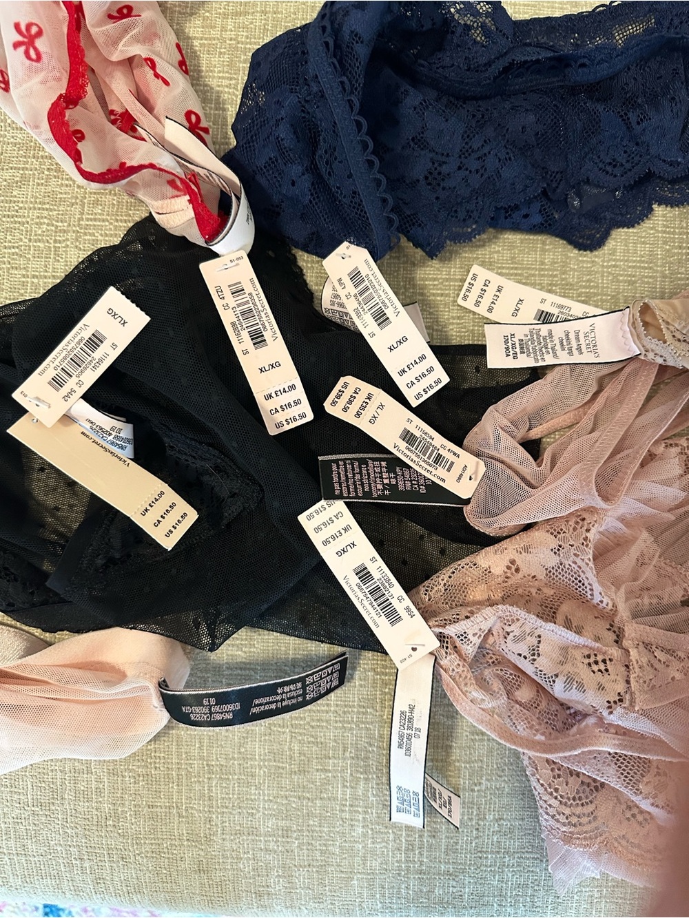 Victoria's Secret Lace Panties in Black, Navy and Dusty Pink